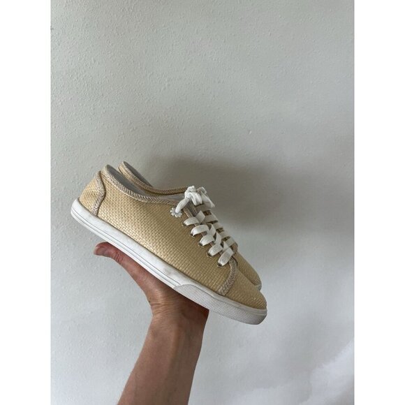 Jack Rogers Women's Size 7 7b Gold Beige Tan Lace Up Casual Shoes Flats Sneakers - Picture 2 of 6